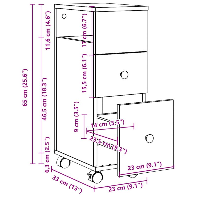 Casa si Gradina - Mobilier - Dulapuri si sifoniere - Dulapuri - Dulap de baie ingust cu roti, stejar sonoma, lemn prelucrat - Infinity.ro