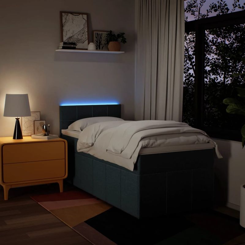 Casa si Gradina - Mobilier - Paturi si accesorii - Paturi - Pat box spring cu saltea, albastru, 100x200 cm, textil - Infinity.ro
