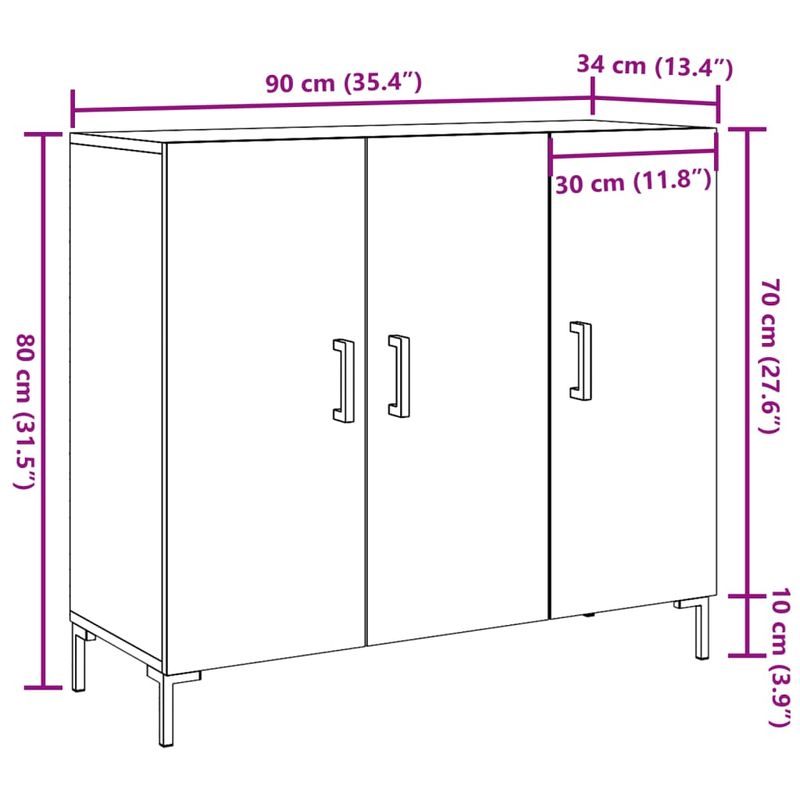 Casa si Gradina - Mobilier - Comode si corpuri - Comode - Dulap, stejar artizanal, 90x34x80 cm, lemn prelucrat - Infinity.ro