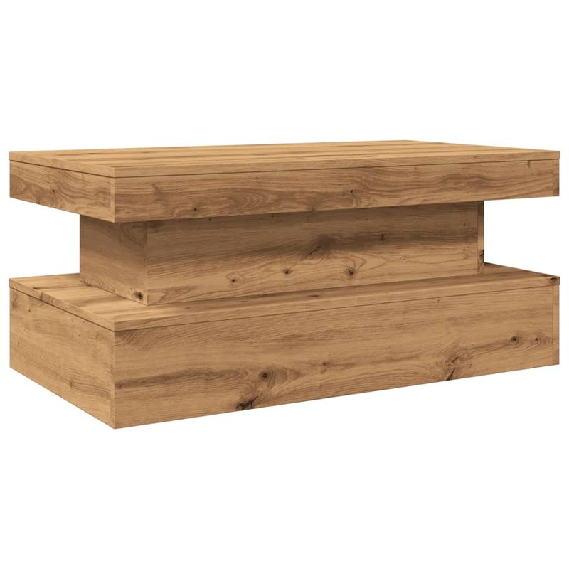Casa si Gradina - Mobilier - Mese si birouri - Masute de cafea - Masuta de cafea cu lumini LED, stejar artizanal, 90x50x40 cm - Infinity.ro