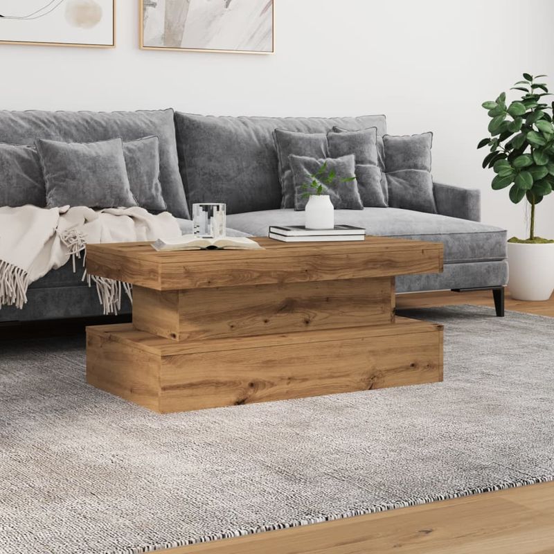 Casa si Gradina - Mobilier - Mese si birouri - Masute de cafea - Masuta de cafea cu lumini LED, stejar artizanal, 90x50x40 cm - Infinity.ro