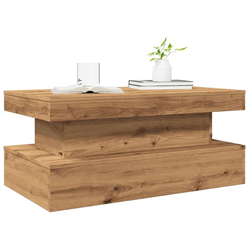 Casa si Gradina - Mobilier - Mese si birouri - Masute de cafea - Masuta de cafea cu lumini LED, stejar artizanal, 90x50x40 cm - Infinity.ro