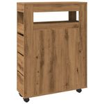 Casa si Gradina - Mobilier - Dulapuri si sifoniere - Dulapuri - Dulap de baie ingust cu roti, stejar artizanal, lemn prelucrat - Infinity.ro