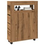 Casa si Gradina - Mobilier - Dulapuri si sifoniere - Dulapuri - Dulap de baie ingust cu roti, stejar artizanal, lemn prelucrat - Infinity.ro