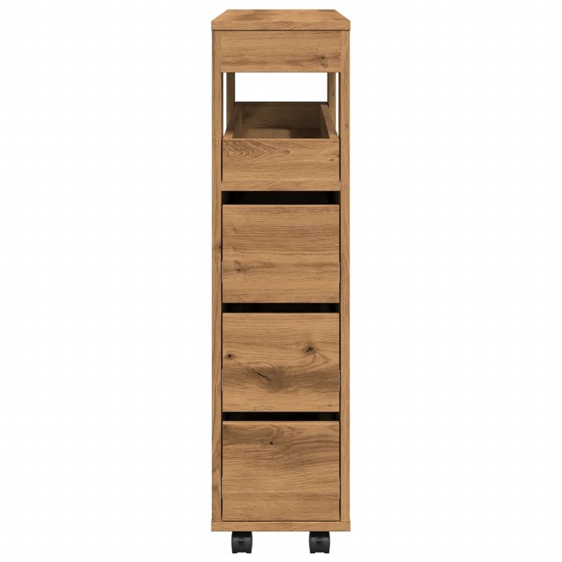 Casa si Gradina - Mobilier - Dulapuri si sifoniere - Dulapuri - Dulap de baie ingust cu roti, stejar artizanal, lemn prelucrat - Infinity.ro