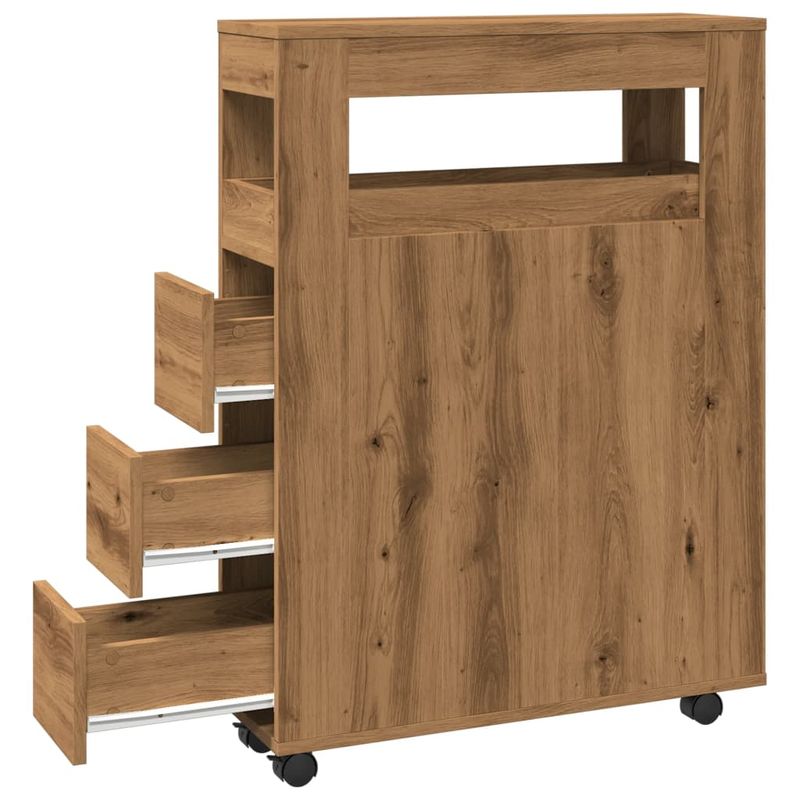 Casa si Gradina - Mobilier - Dulapuri si sifoniere - Dulapuri - Dulap de baie ingust cu roti, stejar artizanal, lemn prelucrat - Infinity.ro
