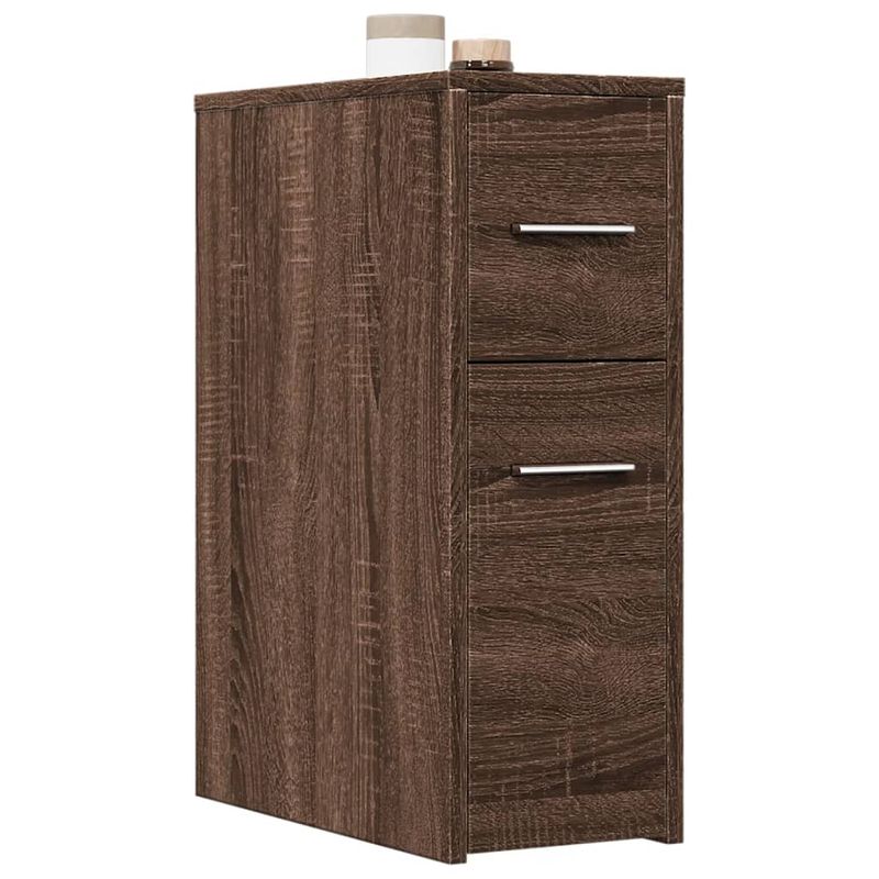 Casa si Gradina - Mobilier - Dulapuri si sifoniere - Dulapuri - Dulap de baie ingust cu roti, stejar maro, lemn prelucrat - Infinity.ro