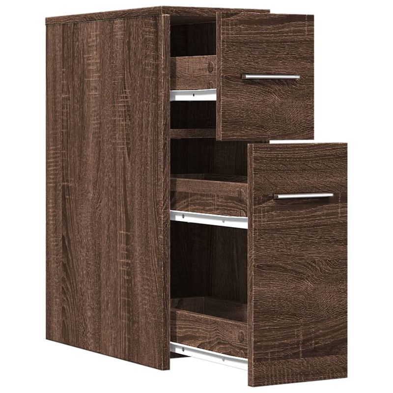 Casa si Gradina - Mobilier - Dulapuri si sifoniere - Dulapuri - Dulap de baie ingust cu roti, stejar maro, lemn prelucrat - Infinity.ro