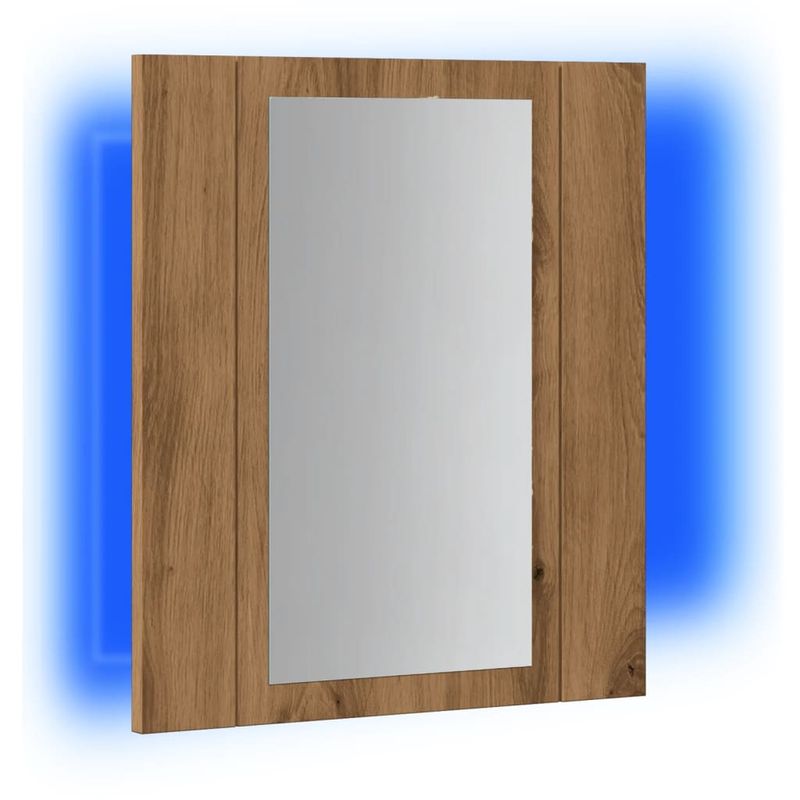 Casa si Gradina - Mobilier - Mobilier baie - Corpuri baie - Dulap cu oglinda de baie LED stejar artizanal 40x12x45 cm, lemn - Infinity.ro