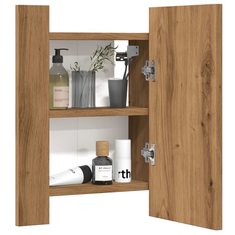Casa si Gradina - Mobilier - Mobilier baie - Corpuri baie - Dulap cu oglinda de baie LED stejar artizanal 40x12x45 cm, lemn - Infinity.ro