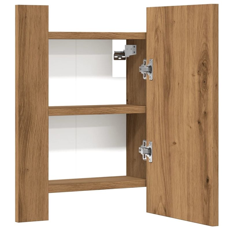 Casa si Gradina - Mobilier - Mobilier baie - Corpuri baie - Dulap cu oglinda de baie LED stejar artizanal 40x12x45 cm, lemn - Infinity.ro