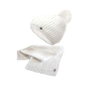 Set caciula esarfa dama Gianmarco Venturi Alb ONE SIZE Standard