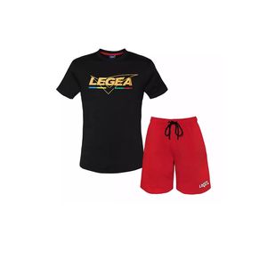 Set de tricou si pantaloni scurti regular fit, Legea 22500 Negru/Rosu