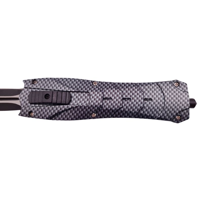 Sport si Outdoor - Camping - Cutite, bricege si accesorii - Cutite si bricege - Briceag automat de vanatoare IdeallStore®, PVC, Futuristic Blade, 23 cm, gri - Infinity.ro