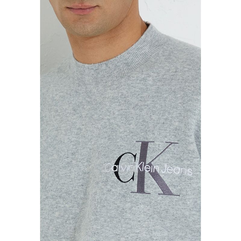Fashion, accesorii si bijuterii - Barbati - Imbracaminte - Pulovere barbati - Pulover Calvin Klein Jeans Comfort fit cu adaos de lana XL INTL Gri - Infinity.ro