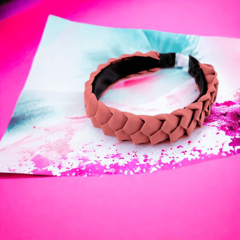 Fashion, accesorii si bijuterii - Femei - Accesorii femei - Accesorii pentru par femei - Cordeluta lata impletita pentru par, latime 3.5 cm, Rosu coral - Infinity.ro