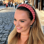 Fashion, accesorii si bijuterii - Femei - Accesorii femei - Accesorii pentru par femei - Cordeluta lata impletita pentru par, latime 3.5 cm, Rosu coral - Infinity.ro