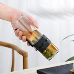 Casa si Gradina - Bucatarie si vesela - Accesorii bar - Termosuri si Cani termos - Sticla portabila termorezistenta pentru prepararea ceaiului, din INOX Alimentar, 450 ml, negru - Infinity.ro