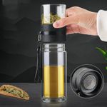 Casa si Gradina - Bucatarie si vesela - Accesorii bar - Termosuri si Cani termos - Sticla portabila termorezistenta pentru prepararea ceaiului, din INOX Alimentar, 450 ml, negru - Infinity.ro