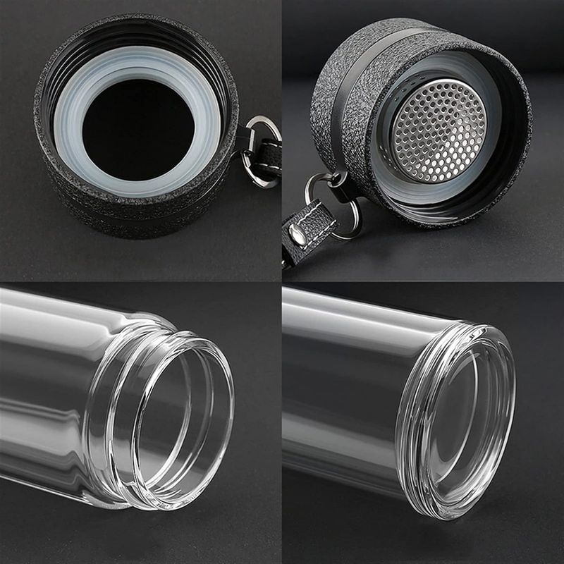 Casa si Gradina - Bucatarie si vesela - Accesorii bar - Termosuri si Cani termos - Sticla portabila termorezistenta pentru prepararea ceaiului, din INOX Alimentar, 450 ml, negru - Infinity.ro