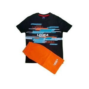 Set de tricou si pantaloni scurti regular fit Legea 22512T Negru/Portocaliu
