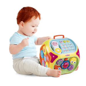 Jucarie cub interactiva si educativa cu diverse activitati, cantece si lumini pentru copii - BAOLI culoare galbena