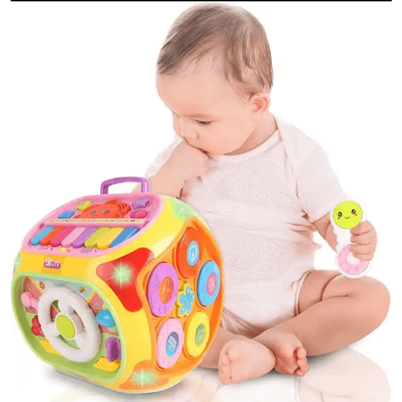 Jucarii, Copii si Bebe - Jucarii si jocuri - Jucarii & jocuri educative - Jucarii interactive - Jucarie cub interactiva si educativa cu diverse activitati, cantece si lumini pentru copii - BAOLI culoare galbena - Infinity.ro