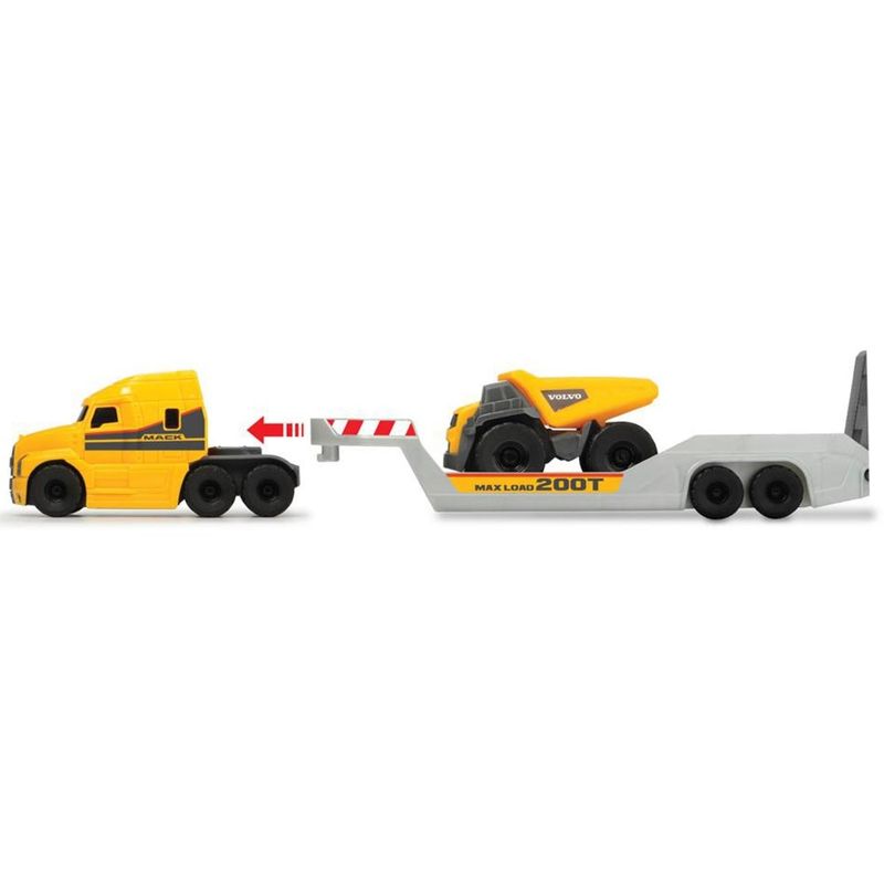 Jucarii, Copii si Bebe - Jucarii si jocuri - Vehicule si jucarii cu telecomanda - Masinute - Camion dickie toys mack volvo micro builder cu remorca, buldozer si camion basculant - Infinity.ro
