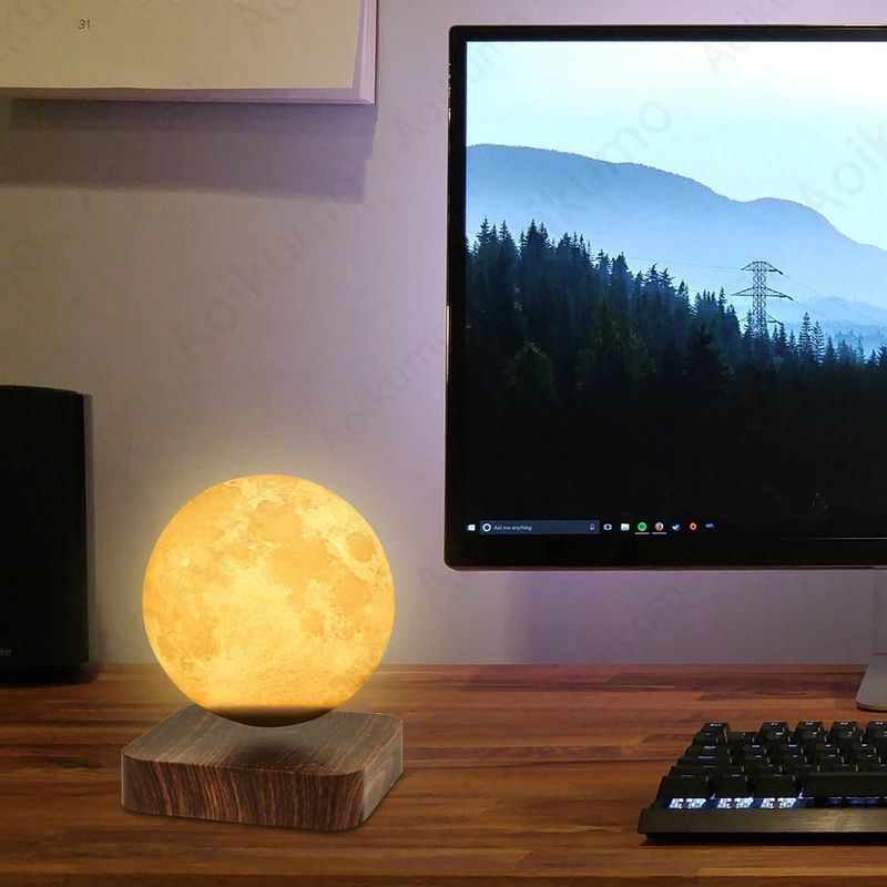 Casa si Gradina/Corpuri si surse de iluminat/Veioze si lampi/Veioze - Lampa LED Luna Cu Levitatie Magnetica, Putere 5W, 18 cm, Lumina reglabila in 3 tonuri, Alimentare AC, Comenzi tactile - Infinity.ro