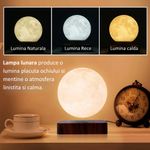 Casa si Gradina/Corpuri si surse de iluminat/Veioze si lampi/Veioze - Lampa LED Luna Cu Levitatie Magnetica, Putere 5W, 18 cm, Lumina reglabila in 3 tonuri, Alimentare AC, Comenzi tactile - Infinity.ro