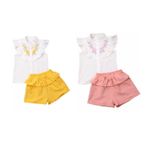 Fashion, accesorii si bijuterii - Copii - Imbracaminte copii - Treninguri si compleuri copii - Set camasuta si pantaloni cu broderie Drool , roz, marime 120 - Infinity.ro