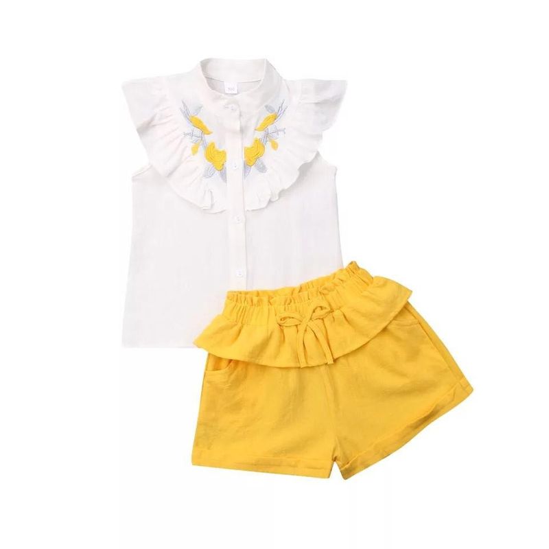 Fashion, accesorii si bijuterii - Copii - Imbracaminte copii - Treninguri si compleuri copii - Set camasuta si pantaloni cu broderie Drool , roz, marime 120 - Infinity.ro