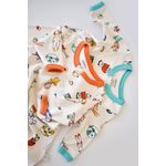 Fashion, accesorii si bijuterii - Copii - Imbracaminte copii - Salopete copii - Set 2 salopetele cu maneca lunga si pantaloni lungi - 100%bumbac organic - Portocaliu si Verde, BabyCosy (Marime: 6-9 luni) - Infinity.ro