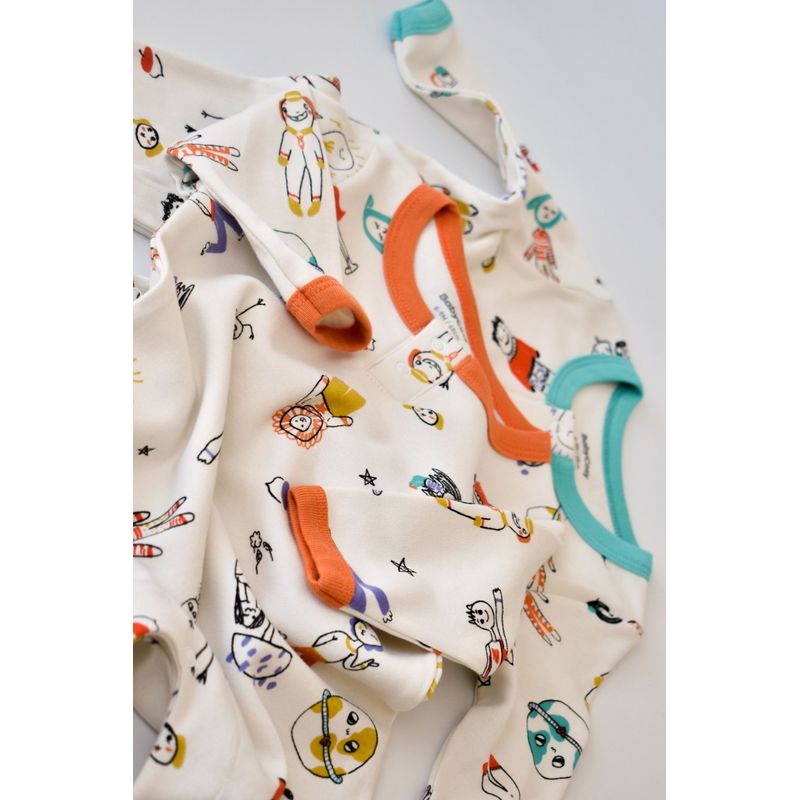 Fashion, accesorii si bijuterii - Copii - Imbracaminte copii - Salopete copii - Set 2 salopetele cu maneca lunga si pantaloni lungi - 100%bumbac organic - Portocaliu si Verde, BabyCosy (Marime: 6-9 luni) - Infinity.ro