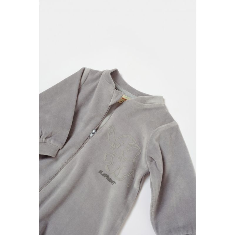 Fashion, accesorii si bijuterii - Copii - Imbracaminte copii - Salopete copii - Salopeta Elefant cu maneca lunga din 80%bumbac organic si 20% poliester - Gri, BabyCosy (Marime: 12-18 Luni) - Infinity.ro