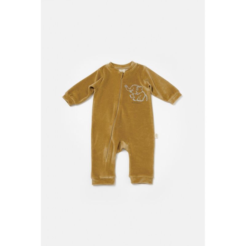 Fashion, accesorii si bijuterii - Copii - Imbracaminte copii - Salopete copii - Salopeta Elefant cu maneca lunga din 80%bumbac organic si 20% poliester - Mustar, BabyCosy (Marime: 18-24 Luni) - Infinity.ro