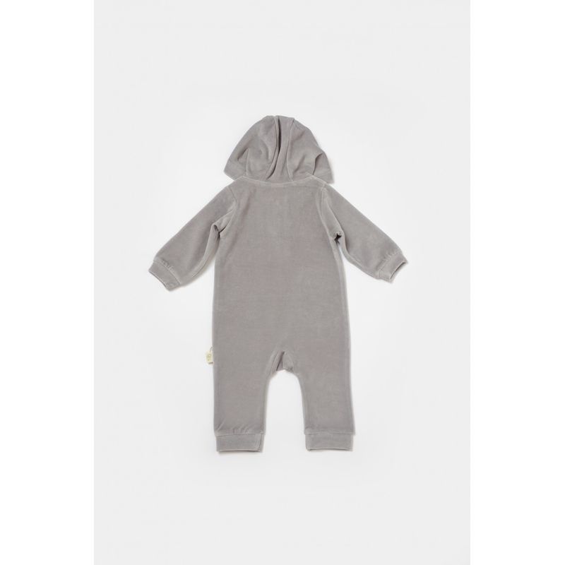 Fashion, accesorii si bijuterii - Copii - Imbracaminte copii - Salopete copii - Salopeta Elefant cu maneca lunga si gluga din 80%bumbac organic si 20% poliester - Gri, BabyCosy (Marime: 18-24 Luni) - Infinity.ro