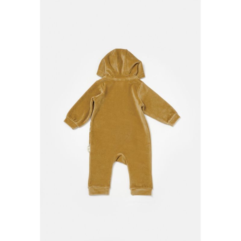 Fashion, accesorii si bijuterii - Copii - Imbracaminte copii - Salopete copii - Salopeta Elefant cu maneca lunga si gluga din 80%bumbac organic si 20% poliester - Mustar, BabyCosy (Marime: 18-24 Luni) - Infinity.ro