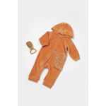 Fashion, accesorii si bijuterii - Copii - Imbracaminte copii - Salopete copii - Salopeta Elefant cu maneca lunga si gluga din 80%bumbac organic si 20% poliester - Caramiziu, BabyCosy (Marime: 18-24 Luni) - Infinity.ro