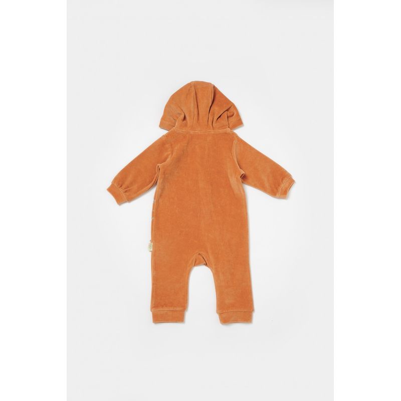 Fashion, accesorii si bijuterii - Copii - Imbracaminte copii - Salopete copii - Salopeta Elefant cu maneca lunga si gluga din 80%bumbac organic si 20% poliester - Caramiziu, BabyCosy (Marime: 18-24 Luni) - Infinity.ro
