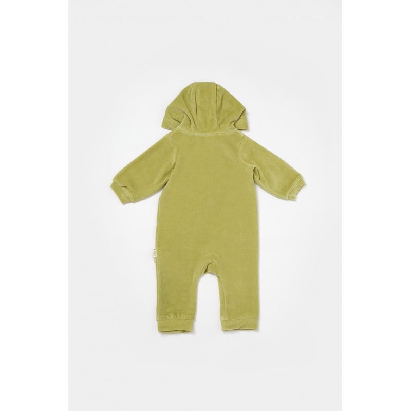 Fashion, accesorii si bijuterii - Copii - Imbracaminte copii - Salopete copii - Salopeta Elefant cu maneca lunga si gluga din 80%bumbac organic si 20% poliester - Verde, BabyCosy (Marime: 18-24 Luni) - Infinity.ro