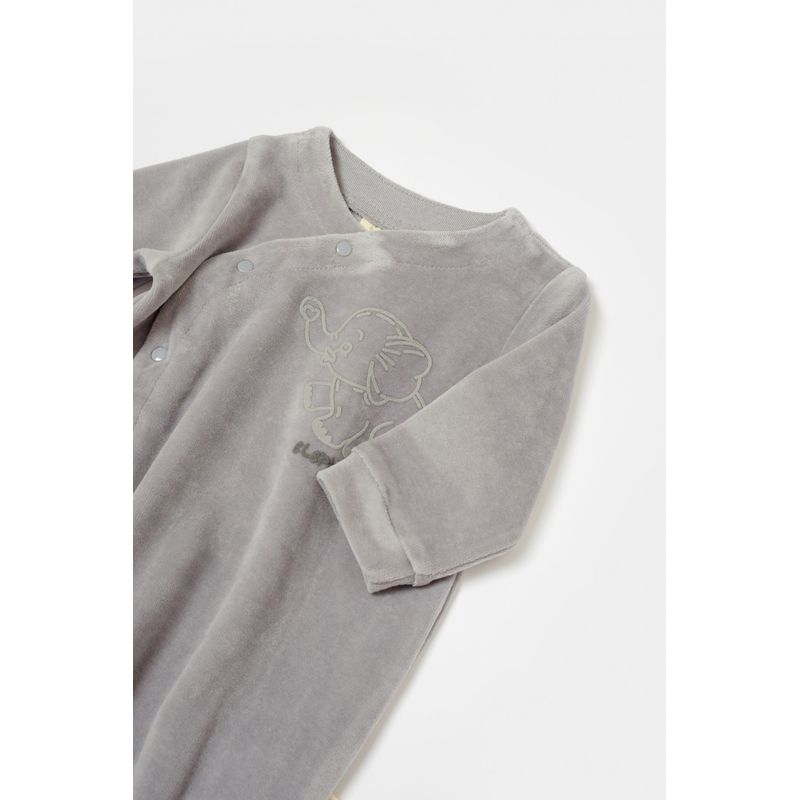 Fashion, accesorii si bijuterii - Copii - Imbracaminte copii - Salopete copii - Salopeta Elefant cu maneca lunga si botosei din 80%bumbac organic si 20% poliester - Gri, BabyCosy (Marime: 3-6 Luni) - Infinity.ro