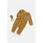 Fashion, accesorii si bijuterii - Copii - Imbracaminte copii - Salopete copii - Salopeta Elefant cu maneca lunga si botosei din 80%bumbac organic si 20% poliester - Mustar, BabyCosy (Marime: 3-6 Luni) - Infinity.ro