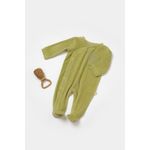 Fashion, accesorii si bijuterii - Copii - Imbracaminte copii - Salopete copii - Salopeta Elefant cu maneca lunga si botosei din 80%bumbac organic si 20% poliester - Verde, BabyCosy (Marime: 3-6 Luni) - Infinity.ro