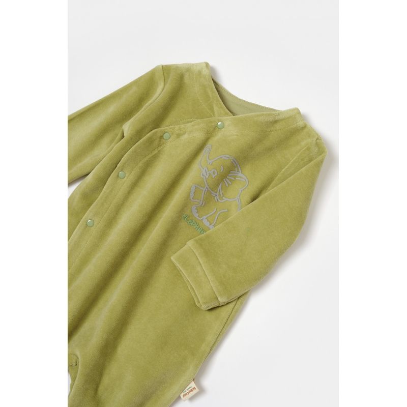 Fashion, accesorii si bijuterii - Copii - Imbracaminte copii - Salopete copii - Salopeta Elefant cu maneca lunga si botosei din 80%bumbac organic si 20% poliester - Verde, BabyCosy (Marime: 3-6 Luni) - Infinity.ro