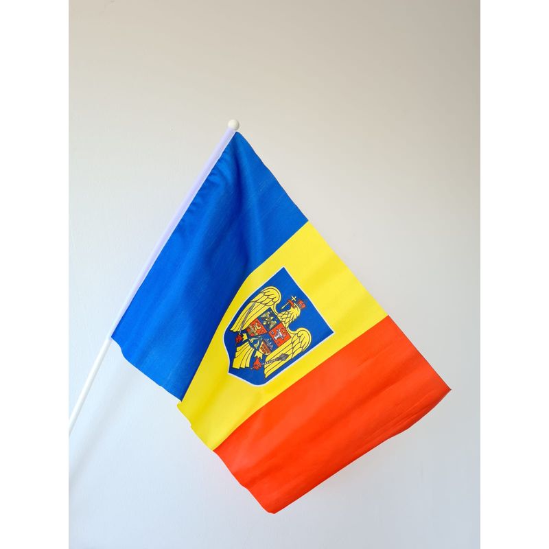Sport si Outdoor - Sporturi de echipa - Fotbal - Fan shop fotbal - Set 12 Steaguri tricolore cu stema, 30 cm x 45 cm, Romania / flag / drapel - Infinity.ro
