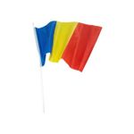Sport si Outdoor - Sporturi de echipa - Fotbal - Fan shop fotbal - Set 10 Steagulete tricolore textil, 20 cm x 14, cm cu bat din plastic, Romania / flag / drapel - Infinity.ro