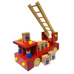 Jucarii, Copii si Bebe - Jucarii si jocuri - Jucarii bebelusi - Jucarii de sortat - Jucarie educativa tip Masina de pompieri din lemn - Infinity.ro