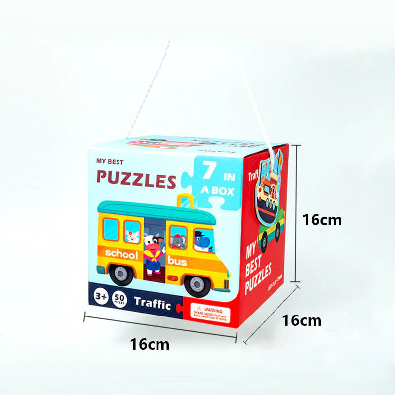 Jucarii, Copii si Bebe - Jucarii si jocuri - Jocuri si puzzle - Puzzle - Puzzle cu Piese Mari, 2 Fete, Carton, 7 in 1, Dinozauri - Infinity.ro