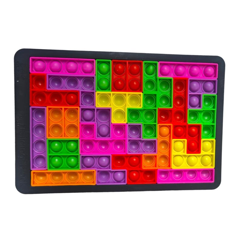Jucarii, Copii si Bebe - Jucarii si jocuri - Jucarii & jocuri educative - Jocuri si jucarii educative - Tabla Tetris, Pop It, senzoriala, silicon, Multicolor, 26 piese, 25 cm x 16 cm - Infinity.ro